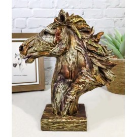 Faux Driftwood Equine Beauty Mustang Horse Head Desktop Plaque Sculpture 8.25"H
