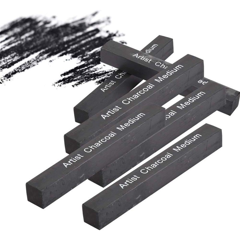 6Pack Compressed Charcoal Sticks for Drawing Sketch Charcoal Stick Professional
