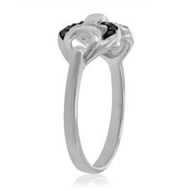 VIR JEWELS 1/6 cttw Black Diamond Ring in .925 Sterling Silver with Rhodium Plating Size 7