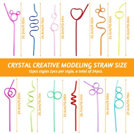 Crazy Straws, 24 Pcs Reusable Straws Bendy Straws, Crazy Drinking Straws for Classroom Activities Gift Christmas Birthday Wedding Party Supplies Decoration