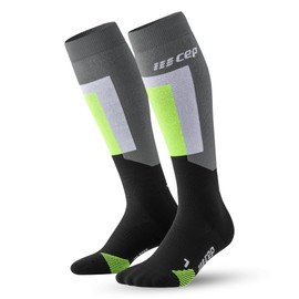 CEP - Long Ski Socks with Compression for Men, Improved Blood Circulation, Faster Recovery, Bubble-Free & Durable - Lightweight Ski Socks for Beginners and Advanced Users, grau / schwarz