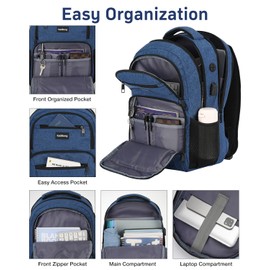 kadilong School Backpacks for Teen Boys Bookbag with Laptop Compartment,Back Pack for Men Water Resistant Schooler with USB Charging Port,Morrales Knapsack for Business College High School