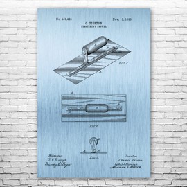 Finishing Trowel Poster Print (8x10) Mason Gift, Masonry Decor, Carpenter Gift, Workshop Decor, Construction Worker Blue Steel