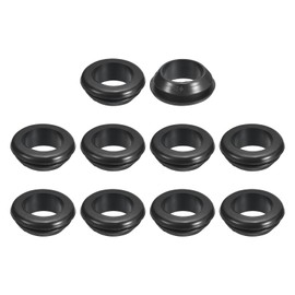 sourcing map 20 Pcs Rubber Grommets, 20mm ID 25mm Drill Hole Double Sided Hollow Firewall Hole Plugs Round Electrical Wiring Gasket, Black