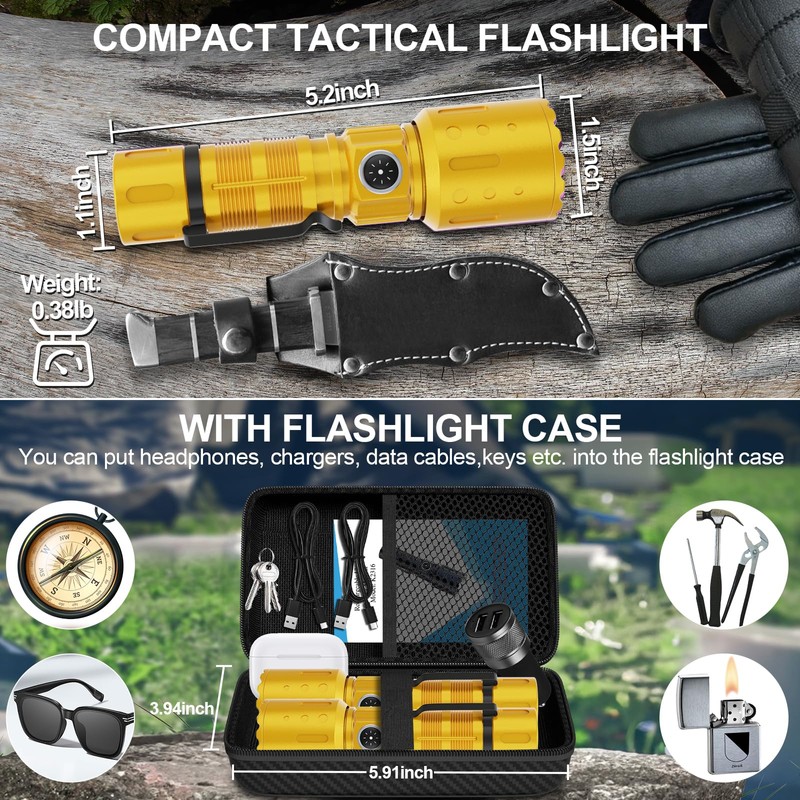 Flashlights High Lumens Rechargeable, 20000 Lumens Super Bright 1500 Meters