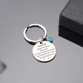 Auntie Gifts Aunt Auntie Keychain from Niece Nephew, Aunt Aunty Birthday Christmas Gifts Keychain