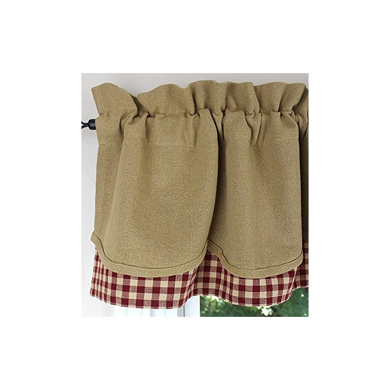 Primitive Home Decors Cotton Burlap with Red and Tan Check