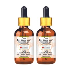 Greenwood Essential Pure Bay Laurel Leaf Essential Oil (Laurus nobilis) with Glass Dropper Steam Distilled 100ml X 2 (6.76 oz)