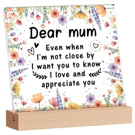Funnli Gifts for Mum, Engraved Acrylic Plaque Mum Birthday Gifts, Desk Decor Sign Mum Gifts, Ideal Mothers Day, Birthday, Thanksgiving Day Gifts for Mum/Mummy from Daughter Son (Mum 1)