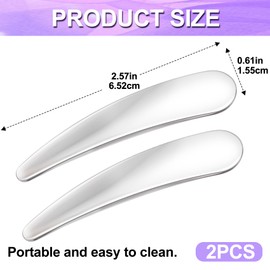 Pndeyo 2pcs Mini Metal Makeup Spatula, Reusable Cosmetic Cream Spatulas Spoon, Skincare Scoop Applicator Facial Massage Beauty Tools for Mixing and Sampling Face Eye Cream- Silver