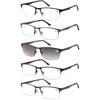EYECEDAR 5-Pack Reading Glasses for Men Metal Half-Frame Rectangular Style
