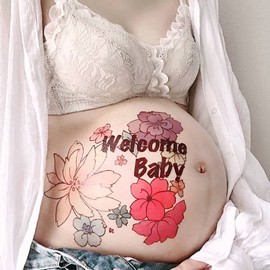 Tuzuru Pregnancy Belly Stickers - Cute Baby Bump Tattoo Stickers for Baby Showers & Maternity Gifts (ZH)