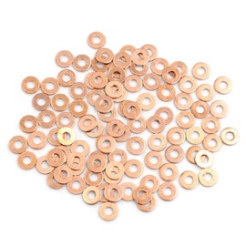 sourcing map 100pcs 4mm Inner Copper Washers Flat Sealing Rings for Cars