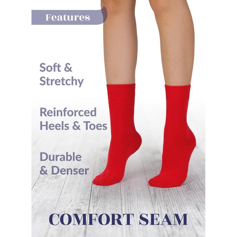 Hugh Ugoli Women's Cotton Crew Socks & Plain Color, Regular