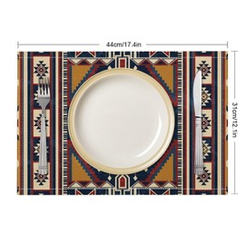 Aztec Placemats Set of 4, Native American Navajo Nation Vintage Abstract Geometry Print Placemats Table Mat for Home Dining Table Kitchen Party Decor 4PCS