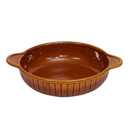 Maruyoshitouki Pottery M4782 Gratin Plate, Standing Round Brown, L