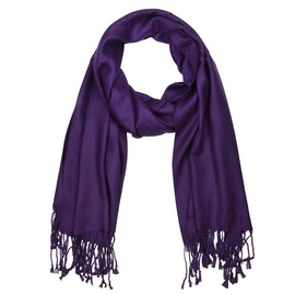 Falari Women's Solid Color Pashmina Shawl Wrap Scarf 80" X 27" Dark Purple