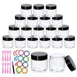 20 Pack 2oz Plastic Containers with Lids, Jars with Lids, Great for storing,lip balms, creams, ointments, cosmetics, samples