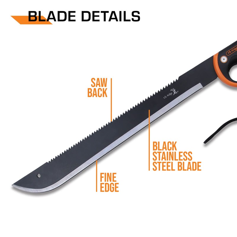 Elk Ridge - Fixed Blade Machete - 24.5-in Overall, Black