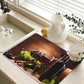 Stove Top Cover for Electric Stove,Red Wine Heat Resistant Glass Cooktop Cover,Grape Wood Multipurpose/Counter/Washer Top Protector,Dishwasher Safe Natural Rubber(28"x19.5")