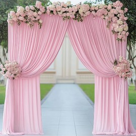 10 ft x 10 ft Pink Backdrop Curtains for Parties, Wrinkle Free Baby Pink Photography Backdrop Drapes for Wedding Grils Birthday Baby Shower Bridal Shower Party