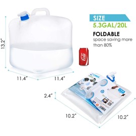 ITRAZ Collapsible Water Container Jug, 4×5.3 Gallon No BPA Water Storage Carrier with Spigot, for Camping Hiking Backpacking RV Outdoors and Emergency, Foldable Portable Survival Kits for Hurricanes