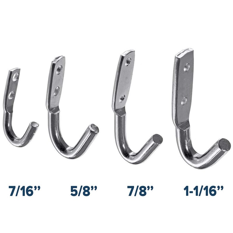 Mountable Metal Rope and Tarp Hooks (11/16 Inch X 2