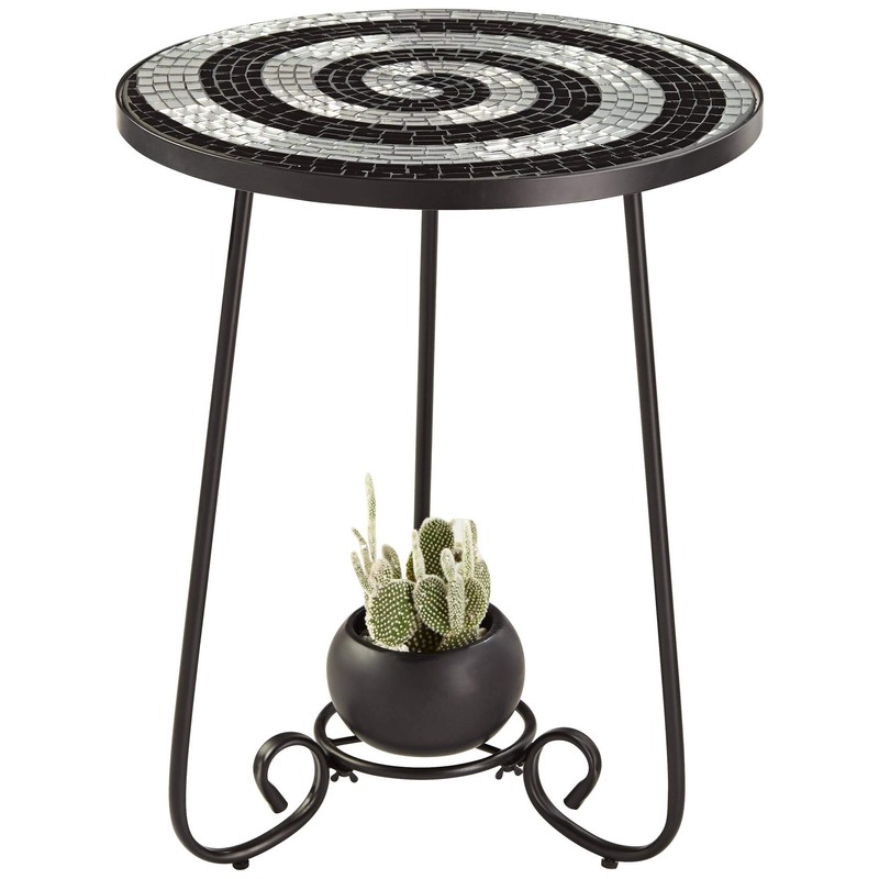 Teal Island Designs Spiral Modern Black Metal Round Outdoor Accent