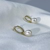 BAMIKI Pearl Hoop Earrings for Women, 14K Gold Plated 925