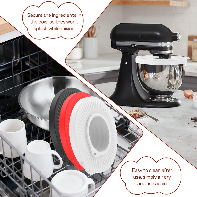 3 Pcs Silicone Mixer Bowl Cover Compatible with KitchenAid 4.5-5
