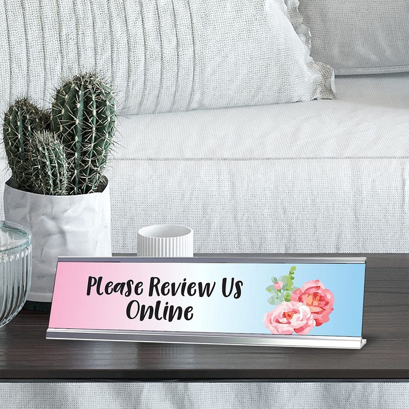 Please Review Us Online, Floral Designer Desk Sign (2 x