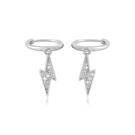 MENDOZZA Mini Creole Earrings 925 Sterling Silver Various Pendants 12 mm Silver Gold, Sterling Silver Cubic Zirconia