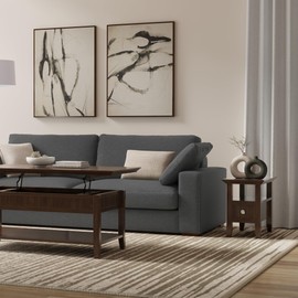 SIMPLIHOME Acadian Narrow Side Table - 14 inch Wide Solid Wood Rectangular End Table with Drawer and Open Shelf in Brunette Brown, Transitional Nightstand or Lamp Stand for Living Room or Bedroom