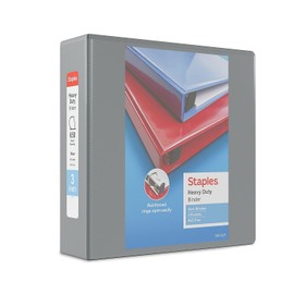Staples 976043 Heavy-Duty 3-Inch D 3-Ring View Binder Gray (26368)