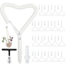 Ticway 20 PCS Safety Screw Hooks, Q-Hanger Hook for Hanging Outdoor String Lights, Windproof Eye Hooks with Safety Buckle Screw in Hooks for Wall Ceiling-White