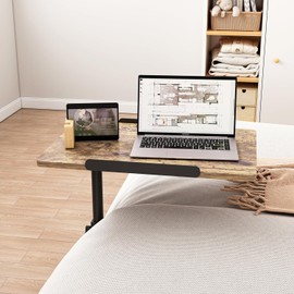 JXINONT Overbed Table with Wheels Bedside Rolling Laptop Stands Mobile Tray Desk Portable Hospital Bed Table - Yellow