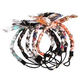 kilofly 6pc Women Girls Braided Bunny Ears Elastic Hair Bow Tie Headband Set