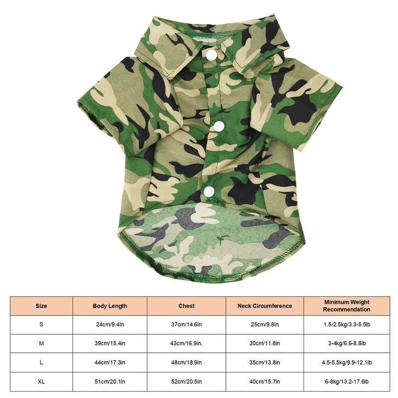 Dog Shirts Summer Stylish Camouflage Breathable Cool Pet Summer T
