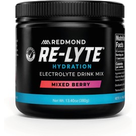 REDMOND RE-LYTE, Electrolitos Naturales con Real-Salt, Hidratación Clean sin Calorías ni Azúcares, 60 Porciones, Sabor Mixed Berry