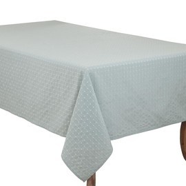 Fennco Styles Modern Stitched Line Tablecloth 65" W x 160" L - Aqua Woven Table Cover for Home Décor, Dining Table, Banquet, Family Gathering, Holiday and Special Occasion
