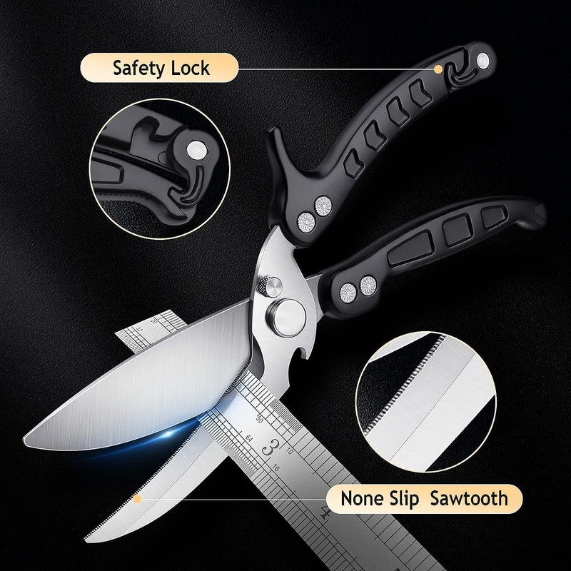 DRAGON RIOT Poultry Shears, Sharp Kitchen Scissors Heavy Duty, Black