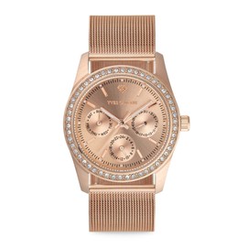 Yves Camani MIELLE II Women's Watch 35 mm Rose Gold Mesh Milanese Bracelet, gold, Bracelet