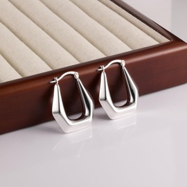 ASH'S CHOICE Sterling Silver 925 Large Hoop Earrings Oval Drop Earrings Gold for Women Hypoallergenic Earrings Chunky Lightweight Chunky Thick Hoop Earrings Medium Earrings Twisted Oval Hoop Earrings,