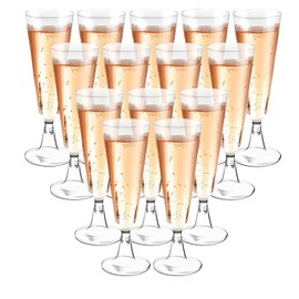 Behiruch Plastic Champagne Glasses, Pack of 30, Plastic Champagne Glasses, 160 ml, Reusable Champagne Glasses for Wedding, Party & Picnic, Transparent and Durable