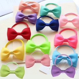 OuJyO Hair Rubber for Children, Baby Hair Elastic, Mini Hair Elastic Ribbon, Bowknots, Cute Hair Accessories, Set of 30, Colorful, Preschool Hair Clips, Hair Ornaments, Shichi-Go-San Eating Beginning, Kindergarten, Graduation Ceremony Hair Ornaments