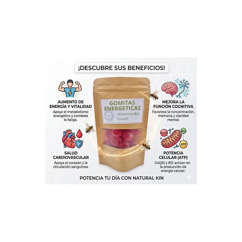 Gomitas Energéticas Natural Kin Vitamina B12 Coq10
