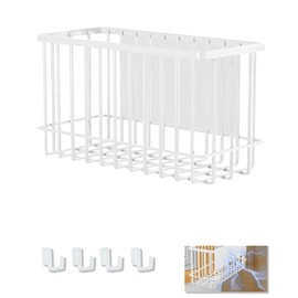 Winbell Magnetic Basket Kitchen Refrigerator Organizer Foil and Plastic Wrap Organizer for Fridge Heavy Duty Metal Storage (10.25" L x 3.2" W x 6" H, White)