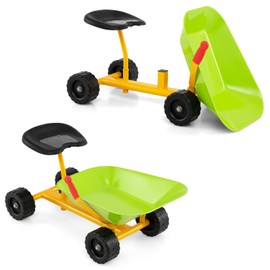 HONEY JOY Ride On Sand Dumper for Kids, Outdoor Garden Dump Cart Wheelbarrow w/8 Inch Wheels, Heavy Duty Steel Sit On Pulling Wagon Play Toy for Boys Girls (Light Green)