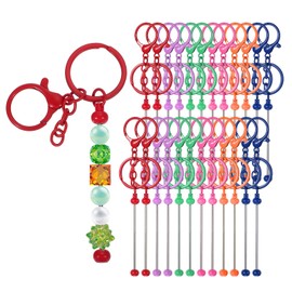 PATIKIL 24 Stück Perlen-Schlüsselanhänger-Stangen, Metall-Perlen, Schlüsselanhänger-Rohlinge, Großpackung mit Karabinerhaken für Anhänger, DIY, Kunst, Handwerk, bunt, 14.8x3cm