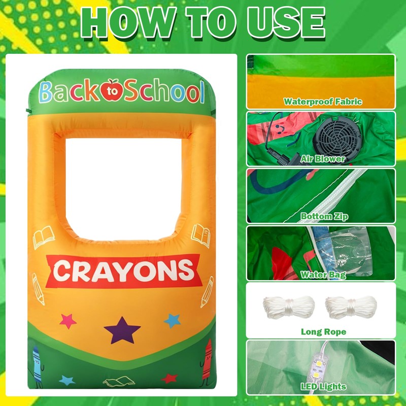 6.6 ft Giant Inflatable Crayon Box Photo Frame with Lights